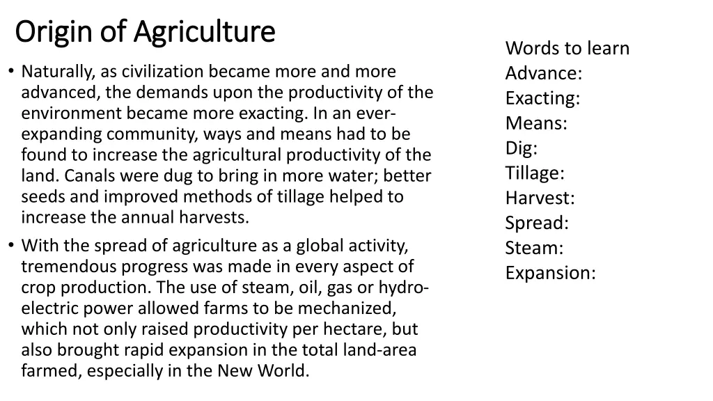 origin of origin of agriculture agriculture 1