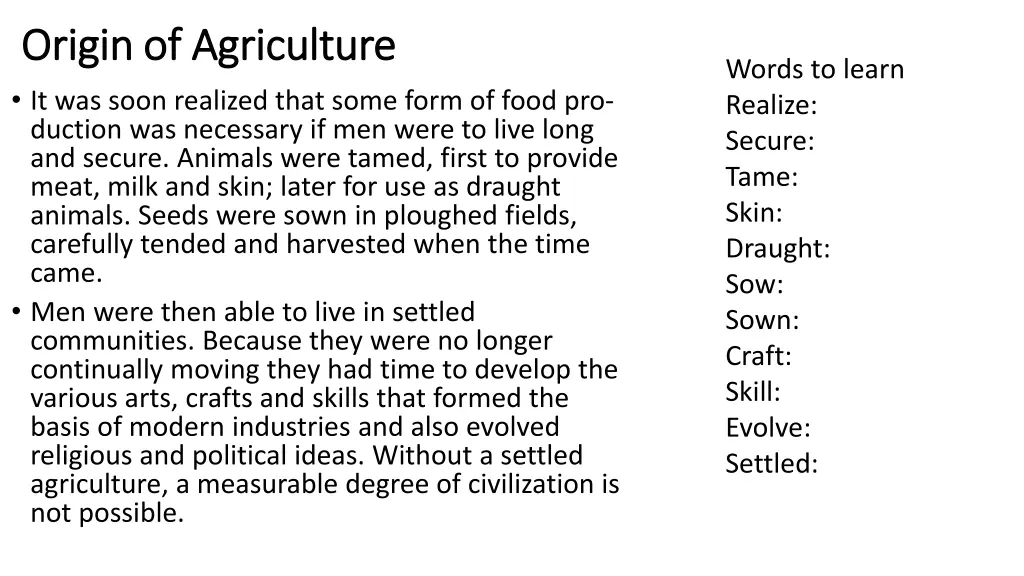origin of origin of agriculture agriculture