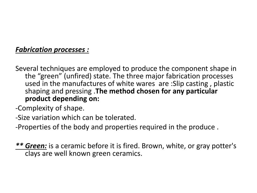 fabrication processes