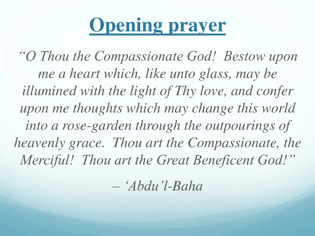 opening prayer