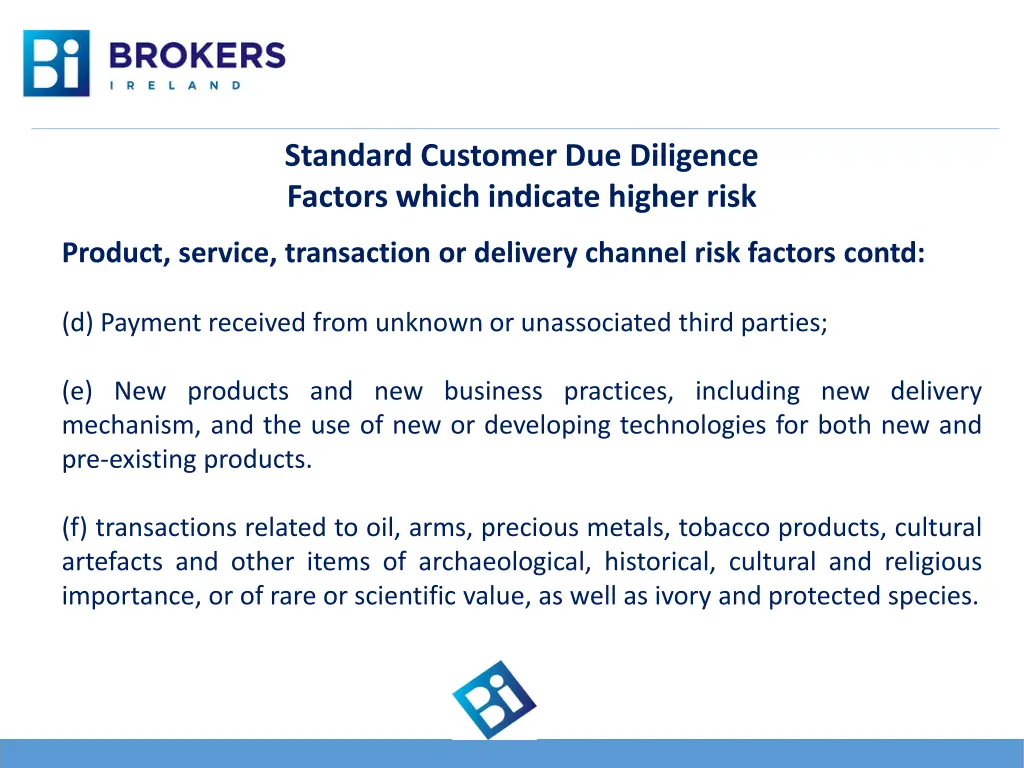 standard customer due diligence factors which 8
