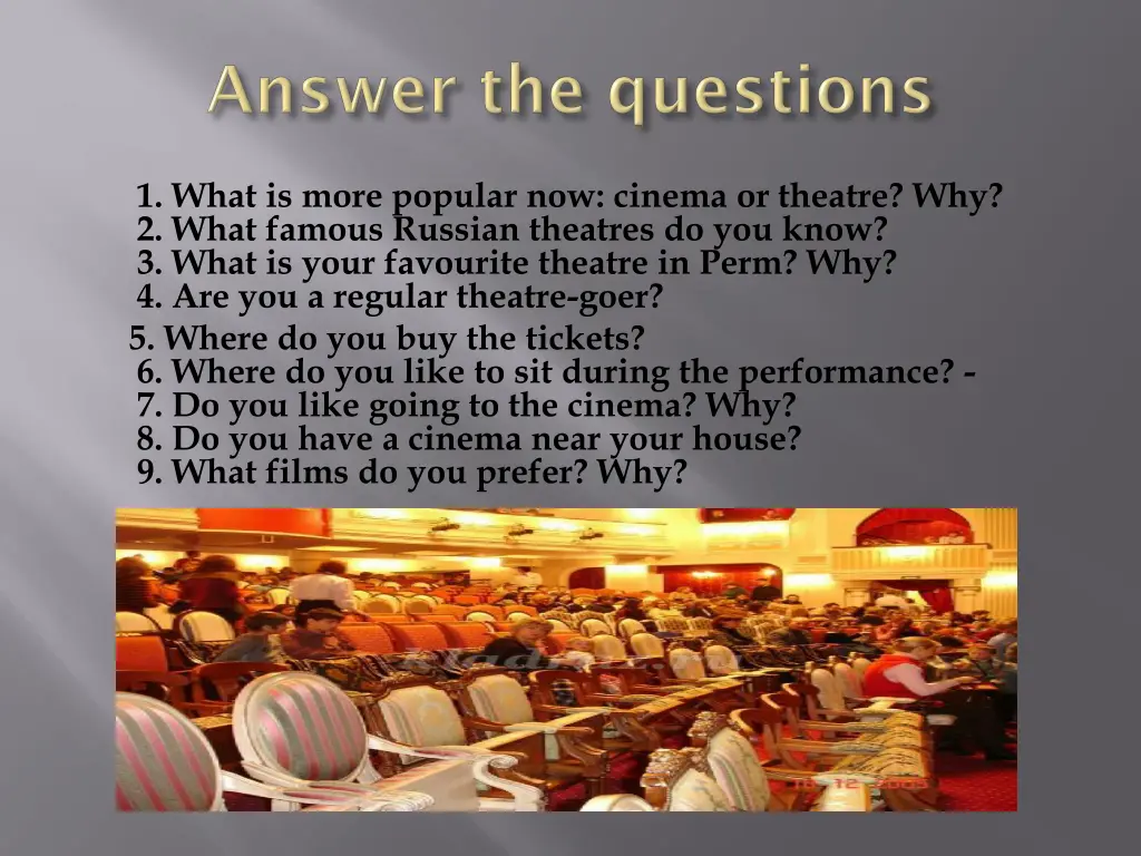 1 what is more popular now cinema or theatre