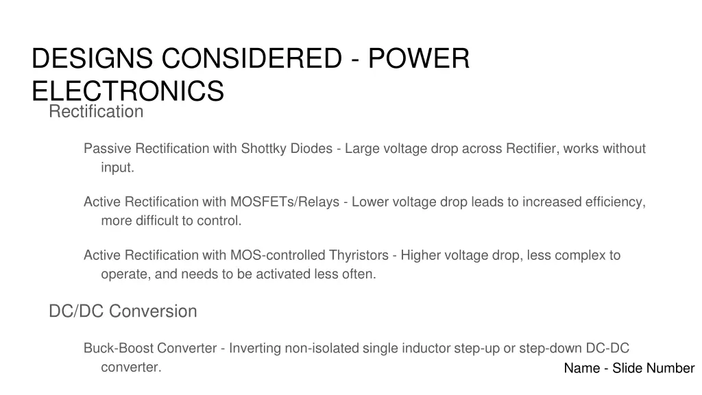 designs considered power electronics rectification
