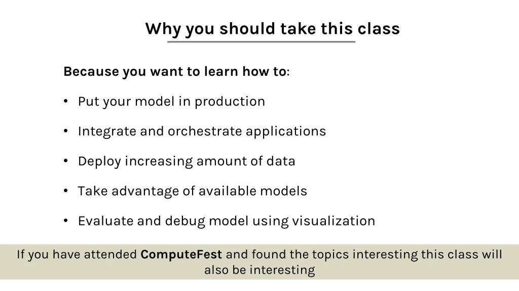why you should take this class