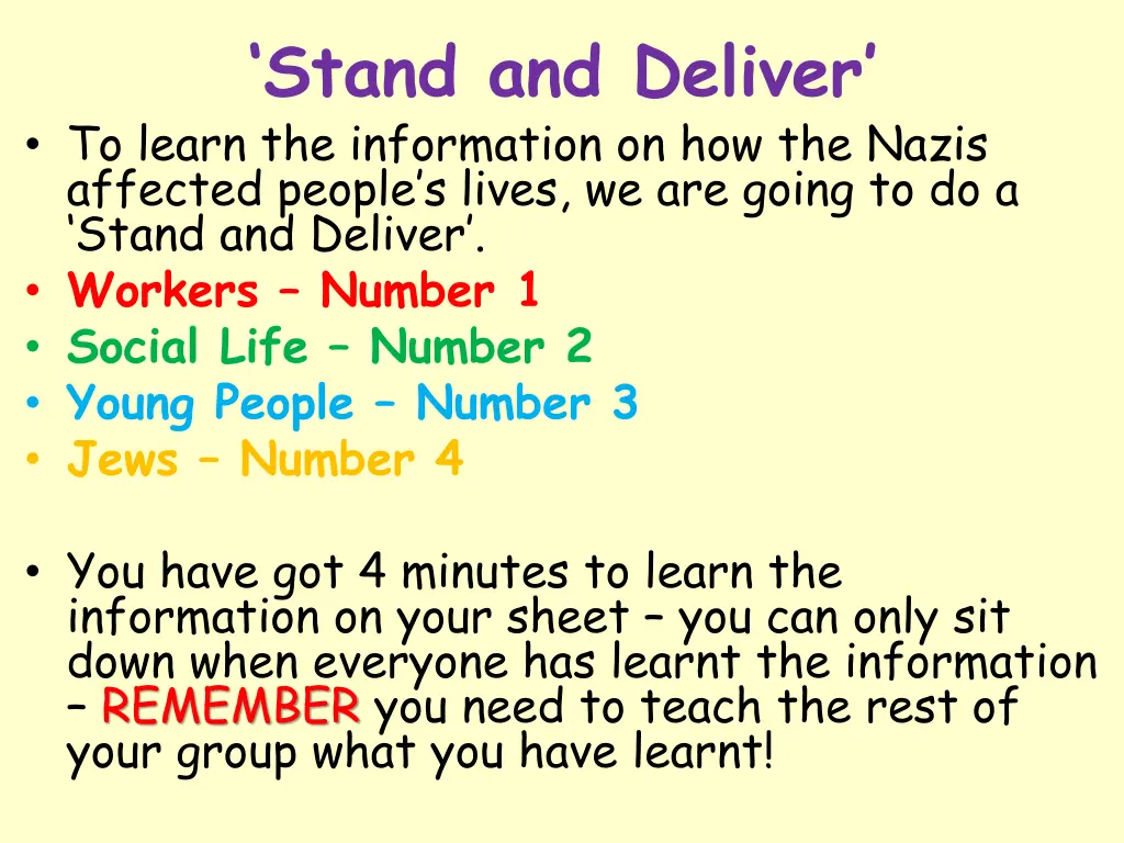 stand and deliver to learn the information