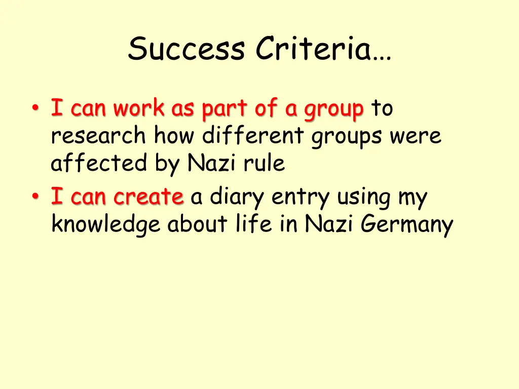 success criteria 1