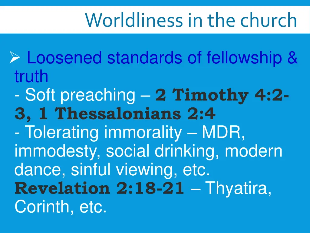 worldliness in the church 1