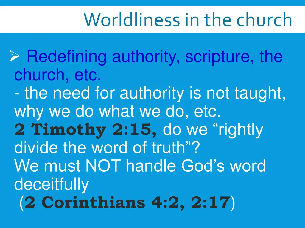 worldliness in the church 3