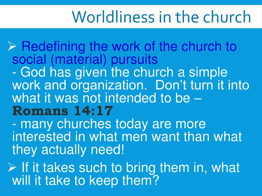 worldliness in the church 5