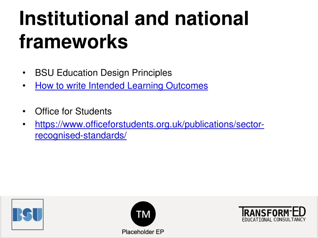 institutional and national frameworks