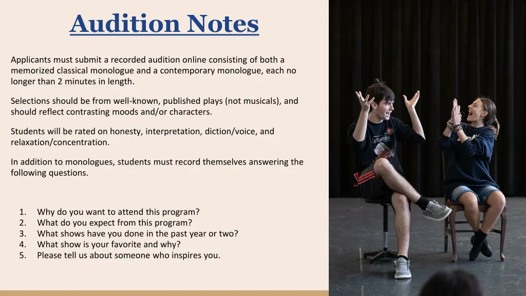 audition notes