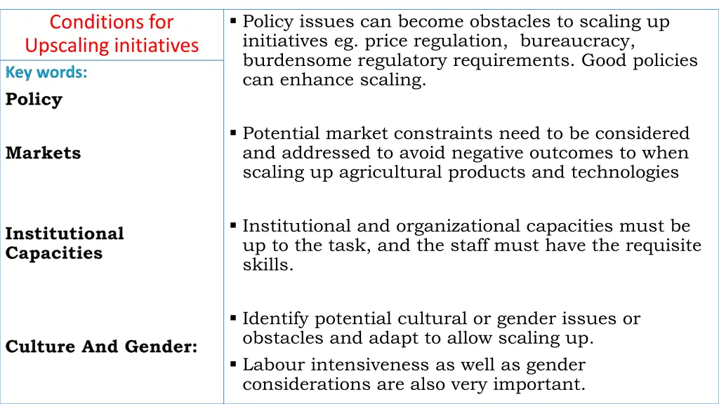 policy issues can become obstacles to scaling