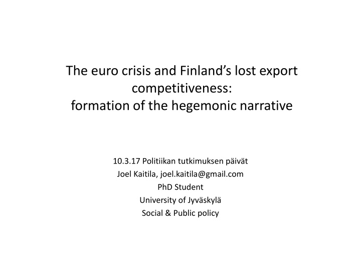 the euro crisis and finland s lost export