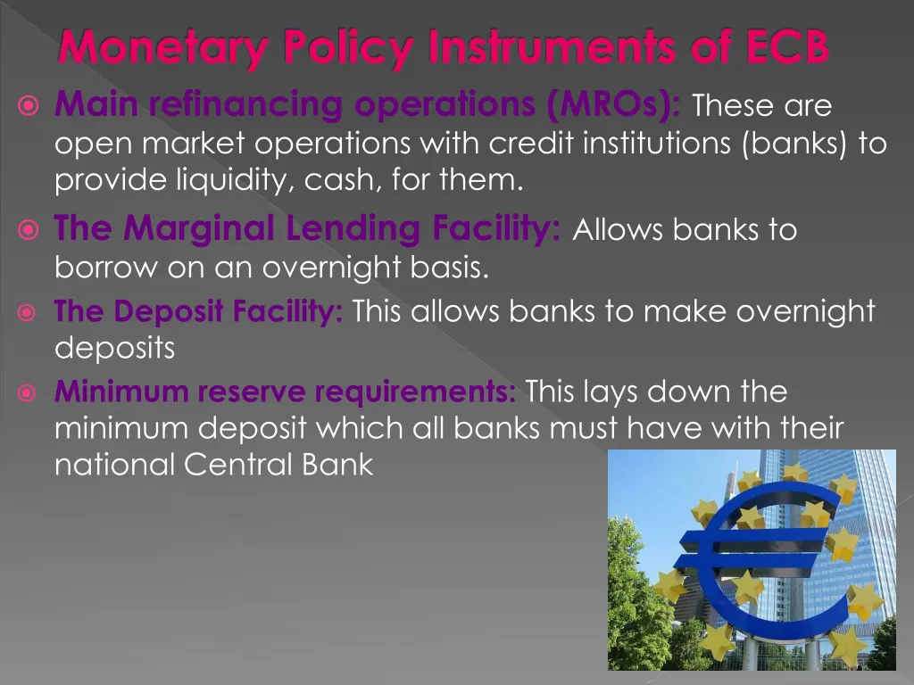 monetary policy instruments of ecb main