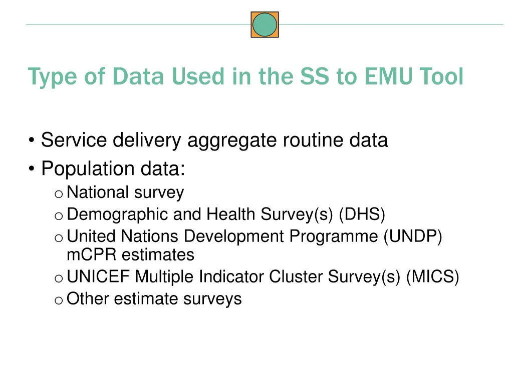 type of data used in the ss to emu tool