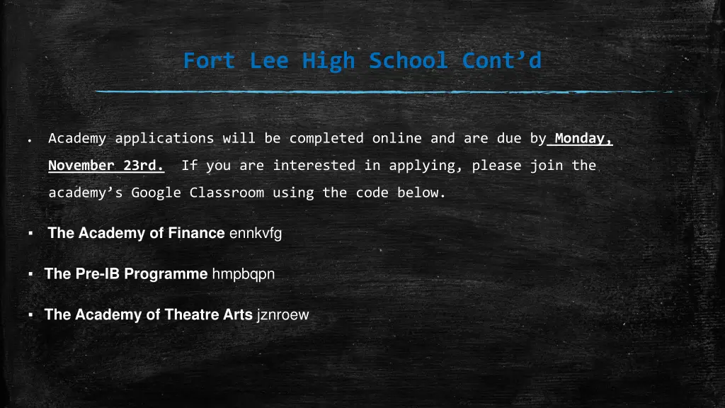 fort lee high school cont d