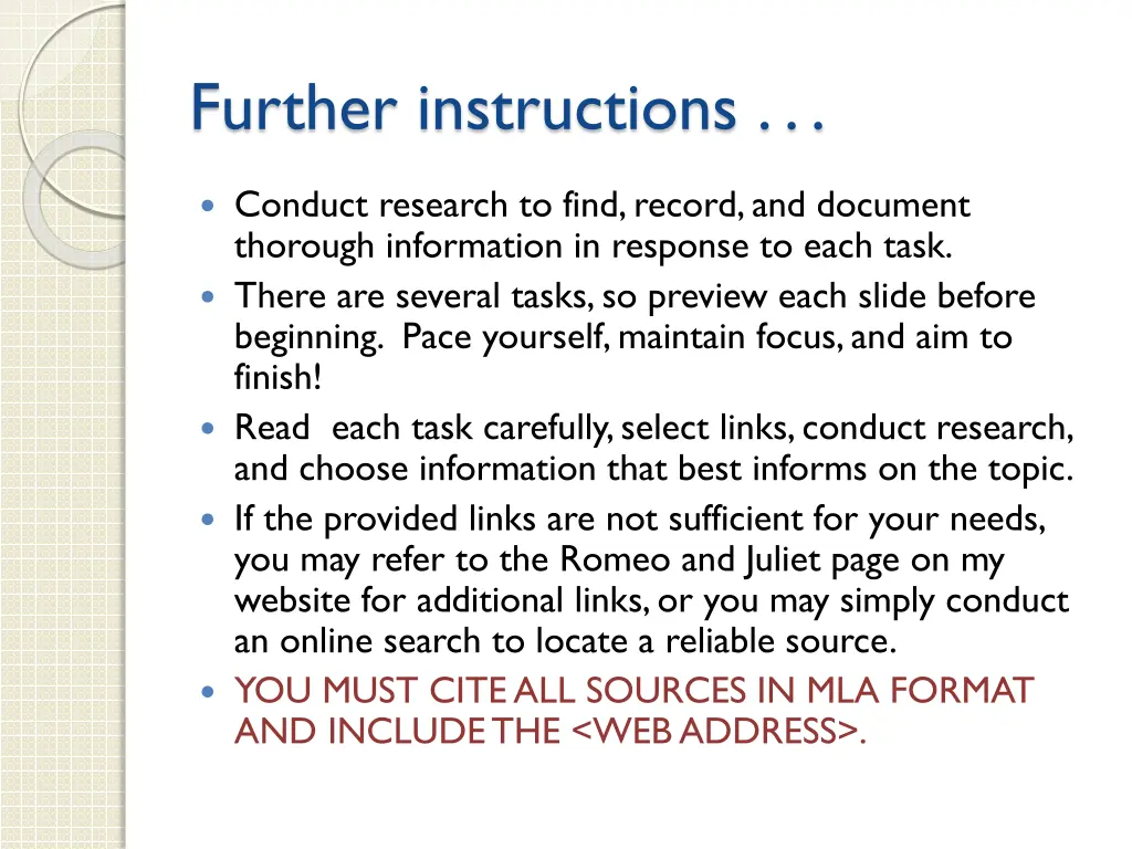 further instructions