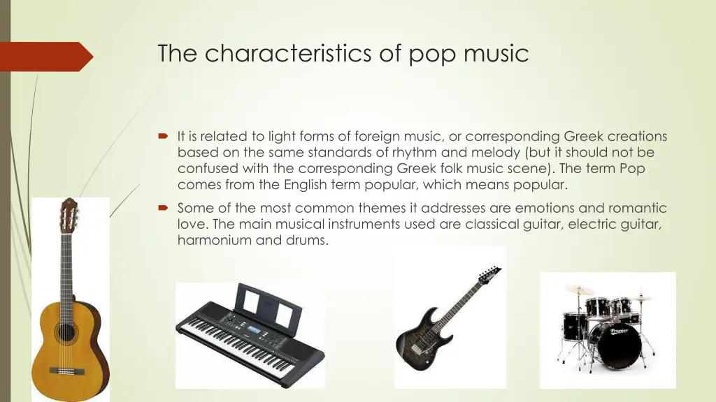 he characteristics of pop music