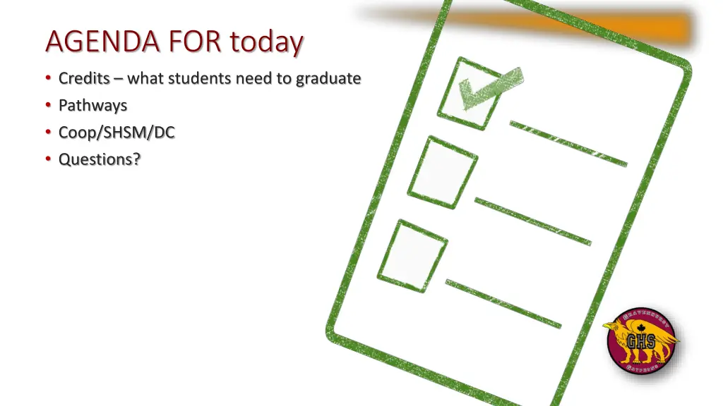 agenda for today credits what students need
