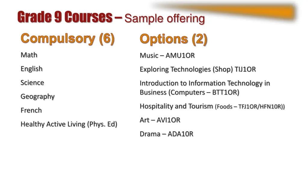 grade 9 courses sample offering compulsory 6