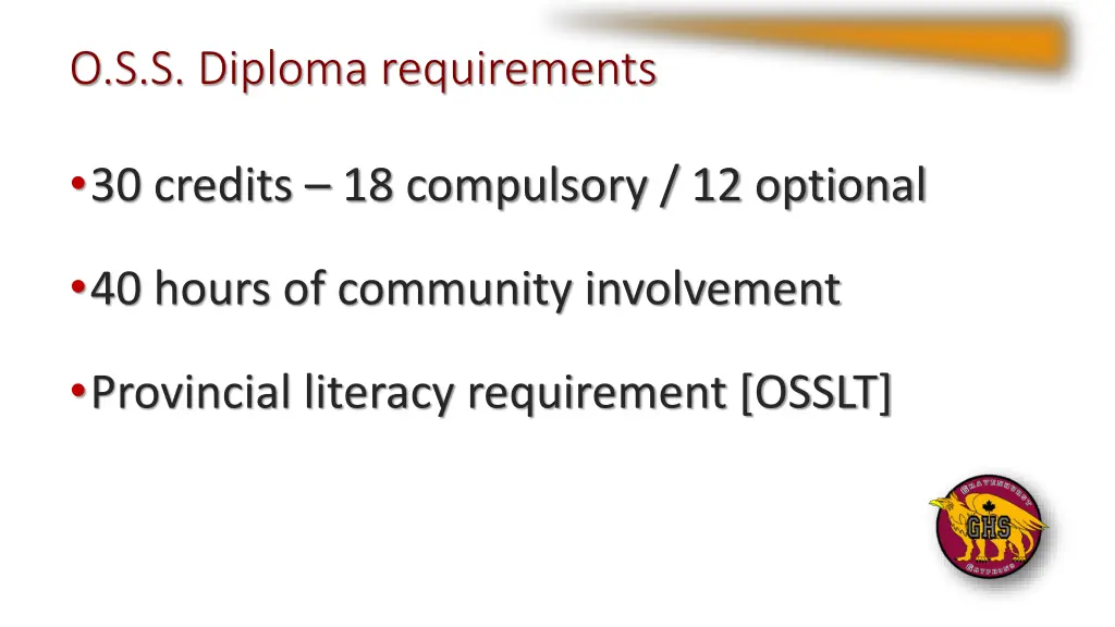 o s s diploma requirements