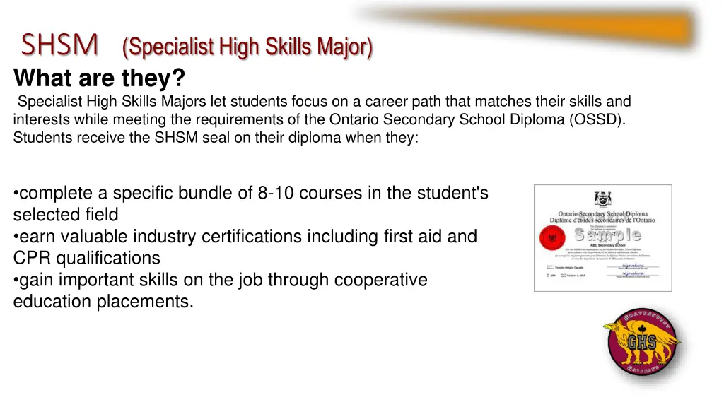 shsm specialist high skills major what are they