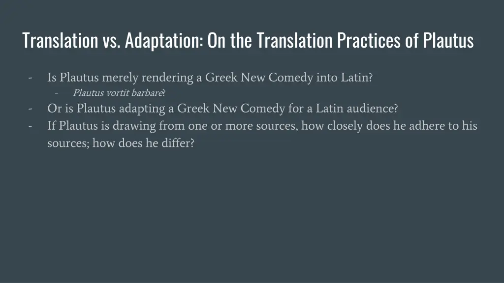 translation vs adaptation on the translation
