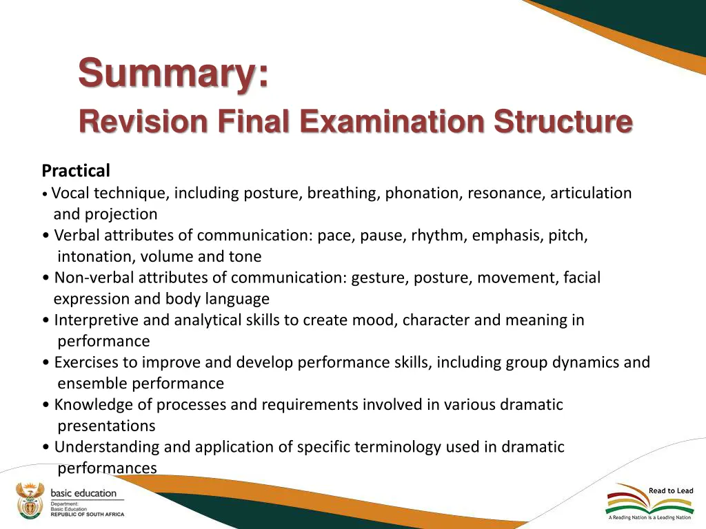 summary revision final examination structure 3
