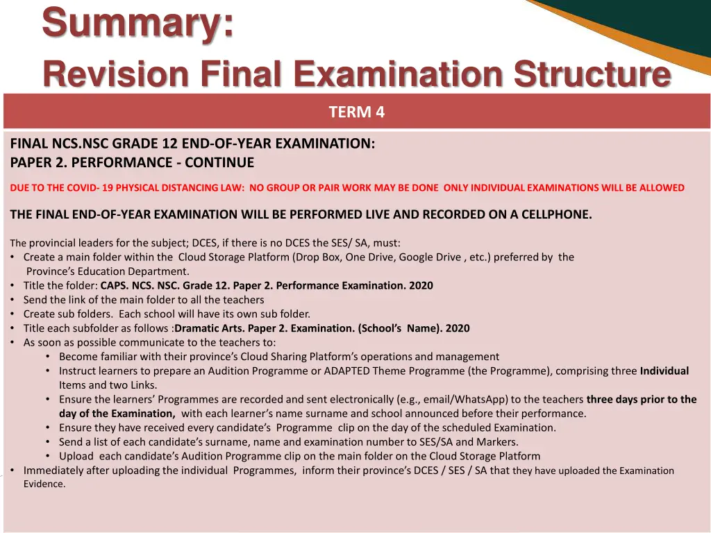 summary revision final examination structure 6