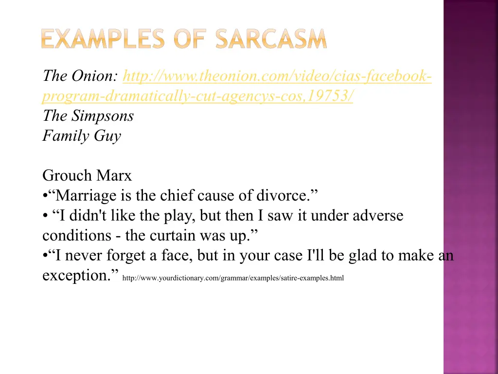 examples of sarcasm