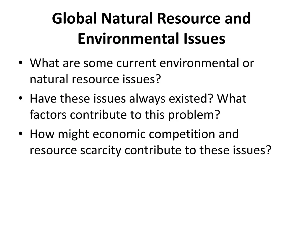global natural resource and environmental issues