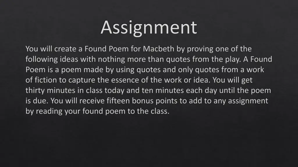 assignment
