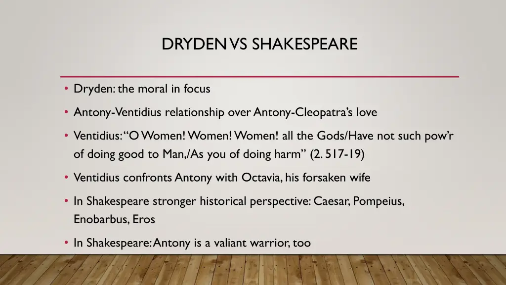 dryden vs shakespeare