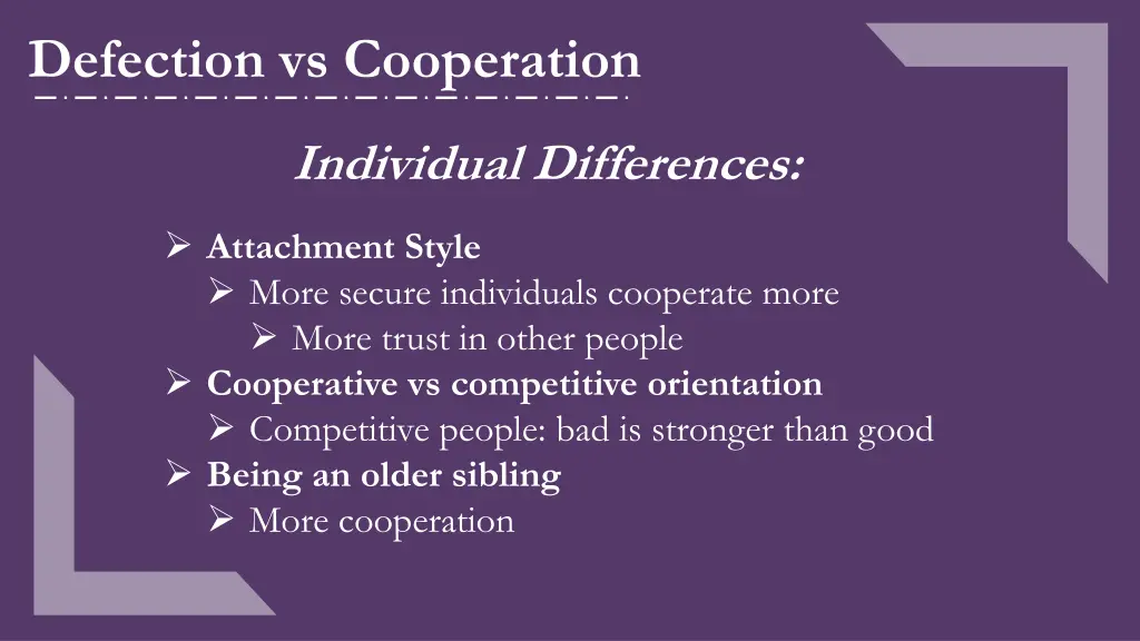 defection vs cooperation