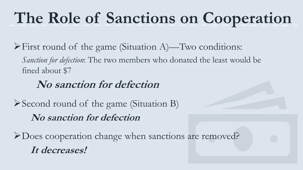 the role of sanctions on cooperation