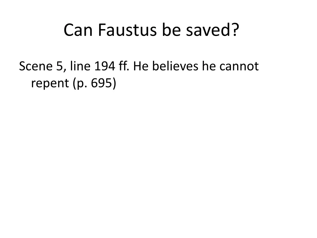 can faustus be saved