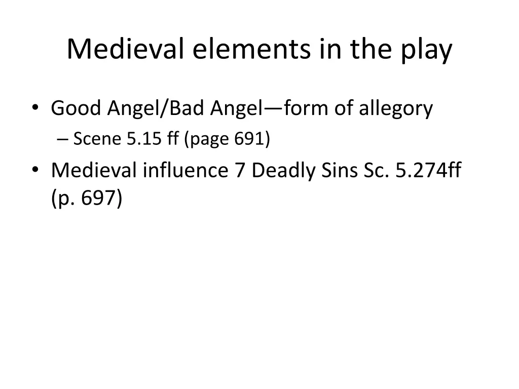medieval elements in the play
