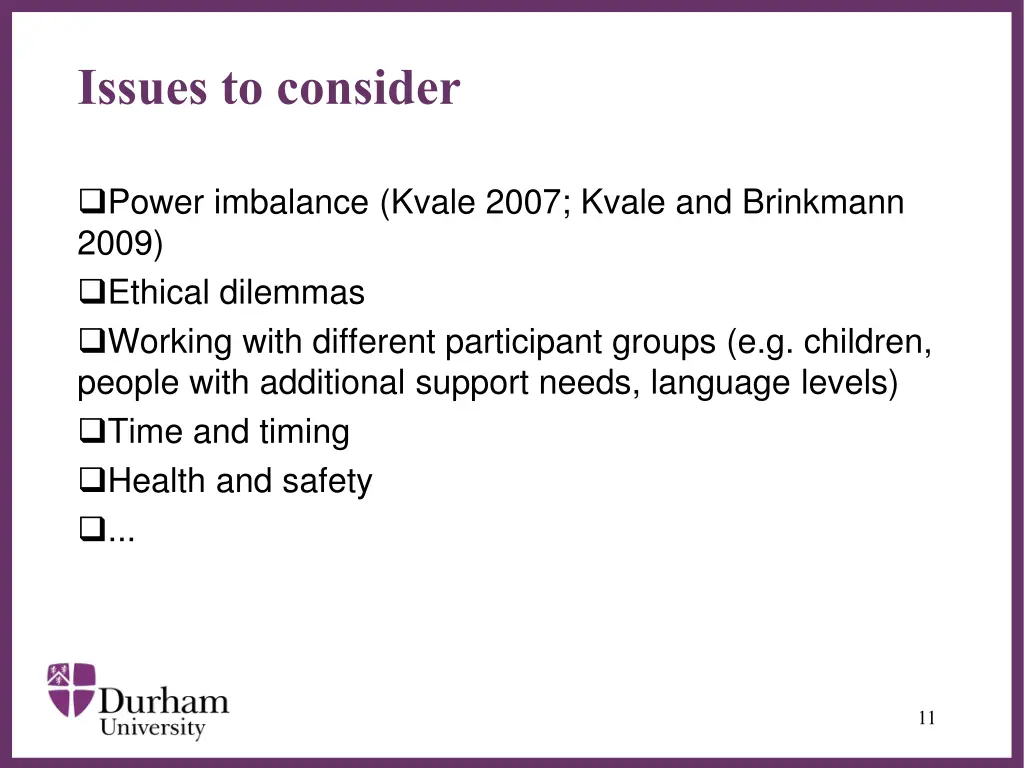 issues to consider
