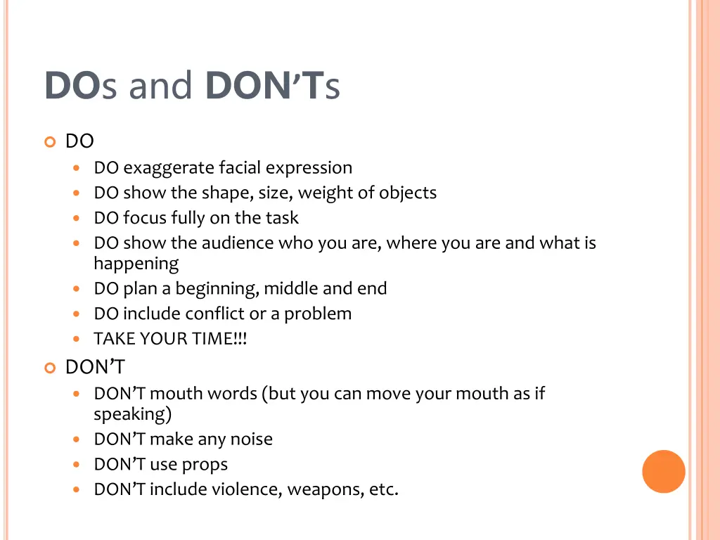 do s and don t s