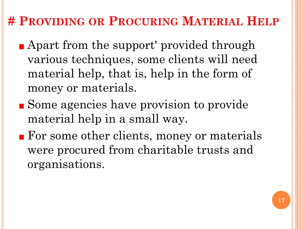 p roviding or p rocuring m aterial h elp