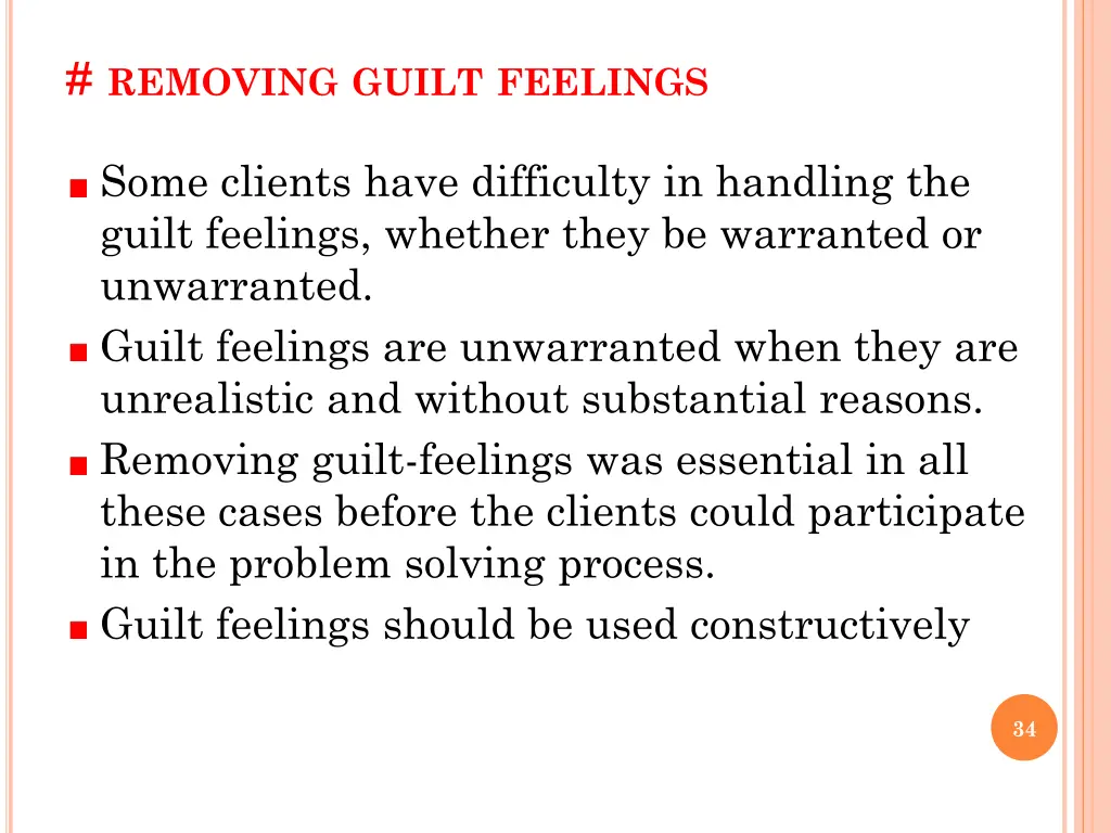 removing guilt feelings
