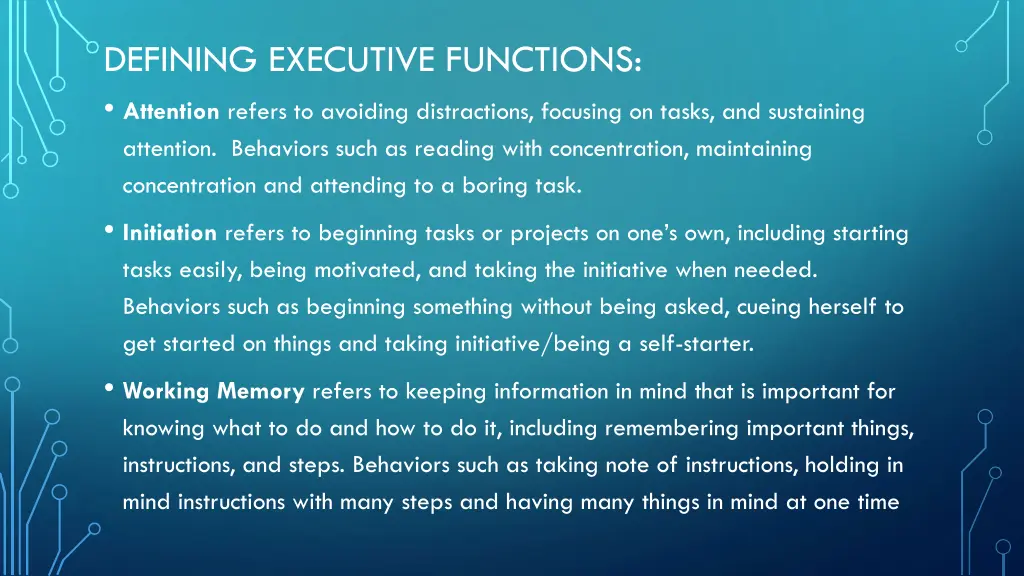 defining executive functions attention refers
