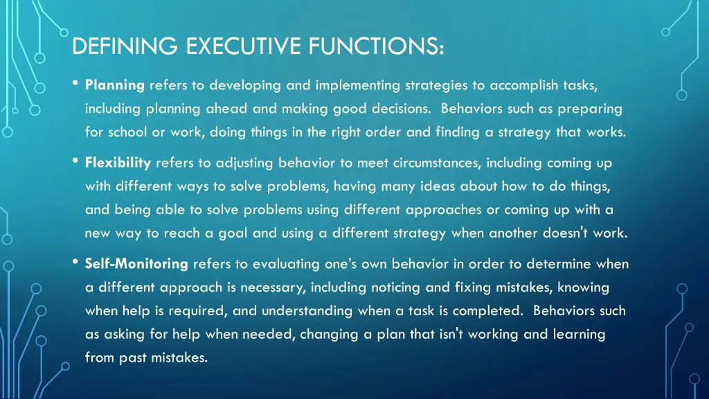 defining executive functions