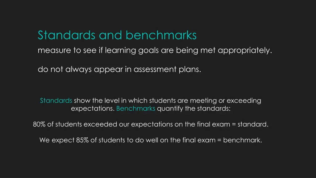 standards and benchmarks measure