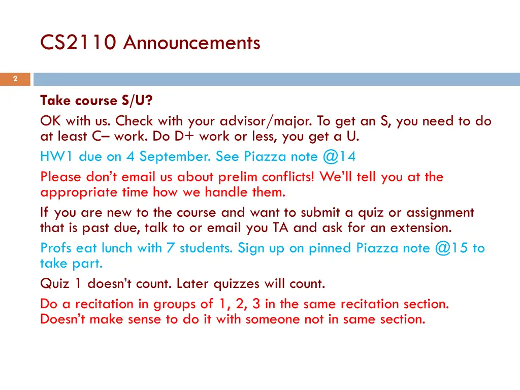 cs2110 announcements