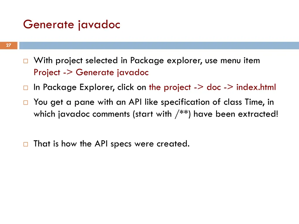 generate javadoc