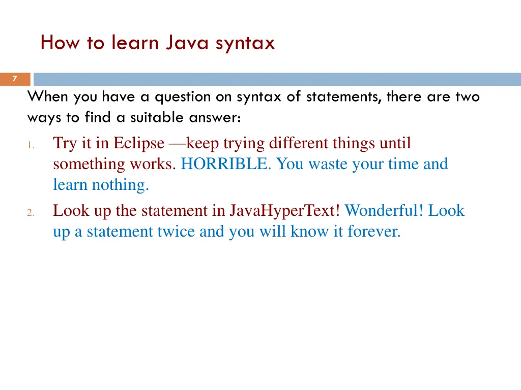 how to learn java syntax 1
