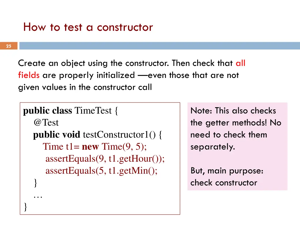 how to test a constructor