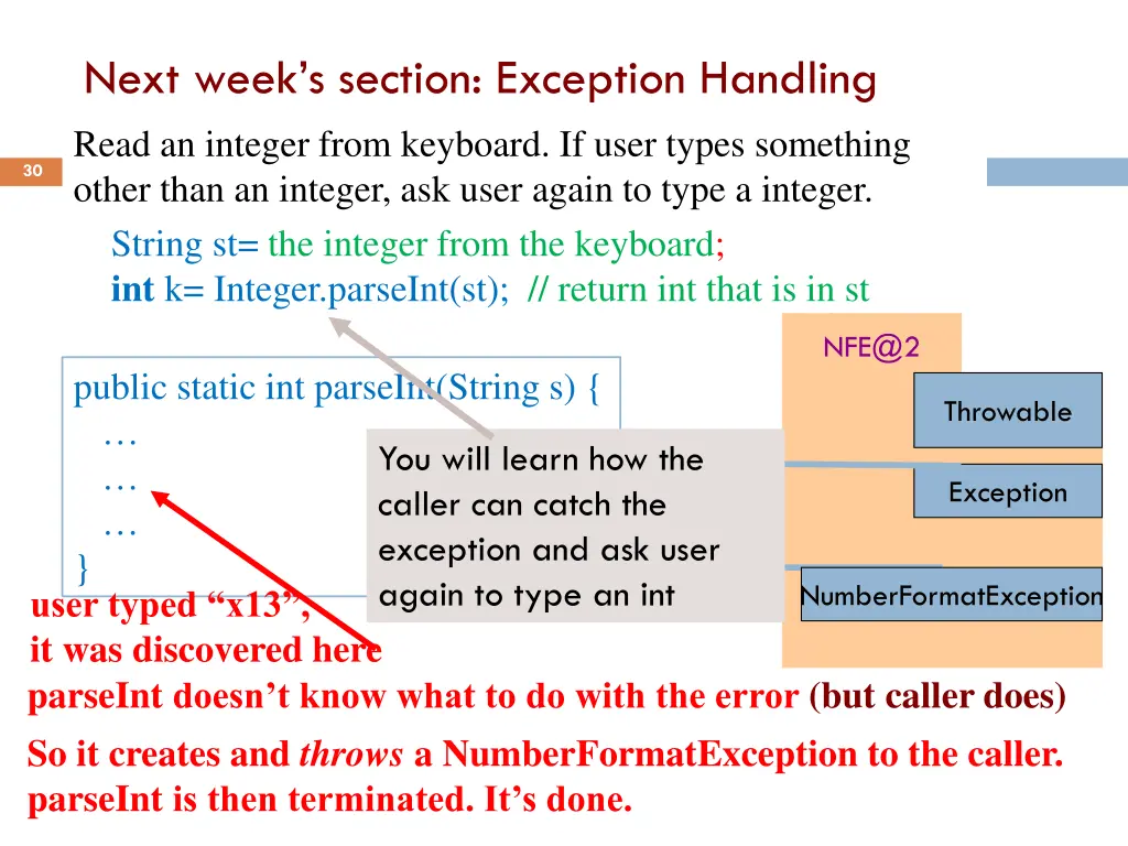 next week s section exception handling read