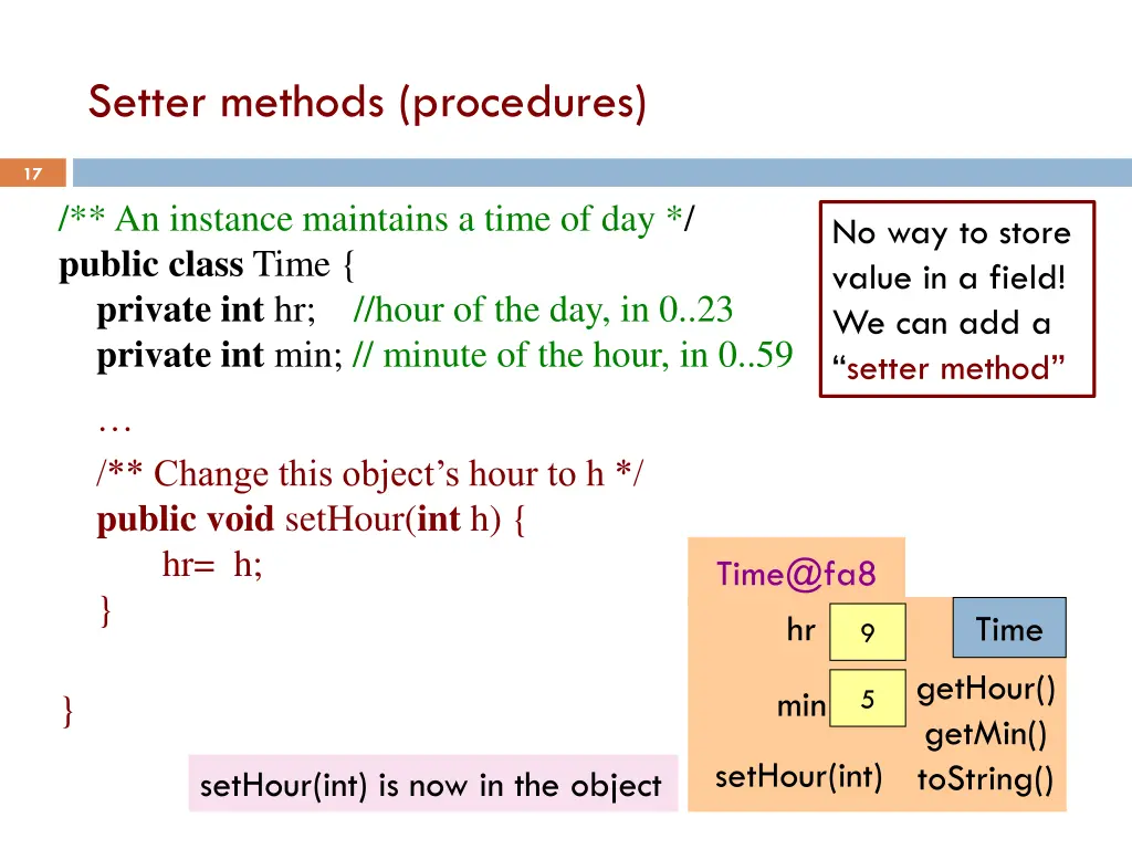 setter methods procedures